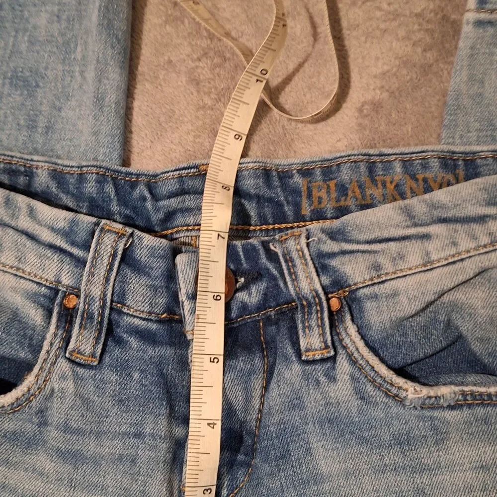 Blank NYC Jeans Women 26 Blue Skinny Distressed Whiskered Stretch Denim Faded - Picture 6 of 11